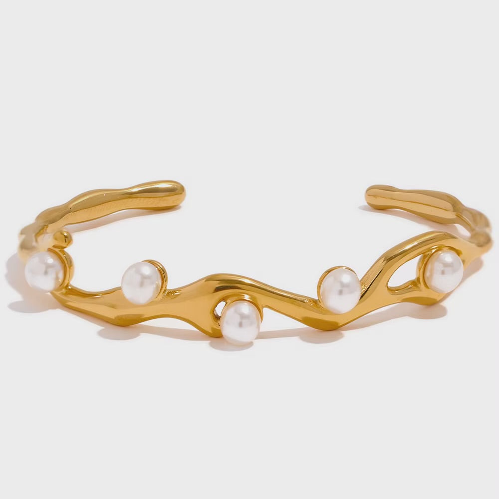 Pearl Whisper Band Bracelet (Adjustable)