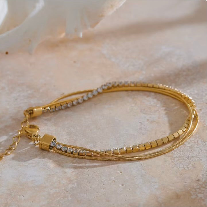 Juliet Zirconia Triple Layered Bracelet