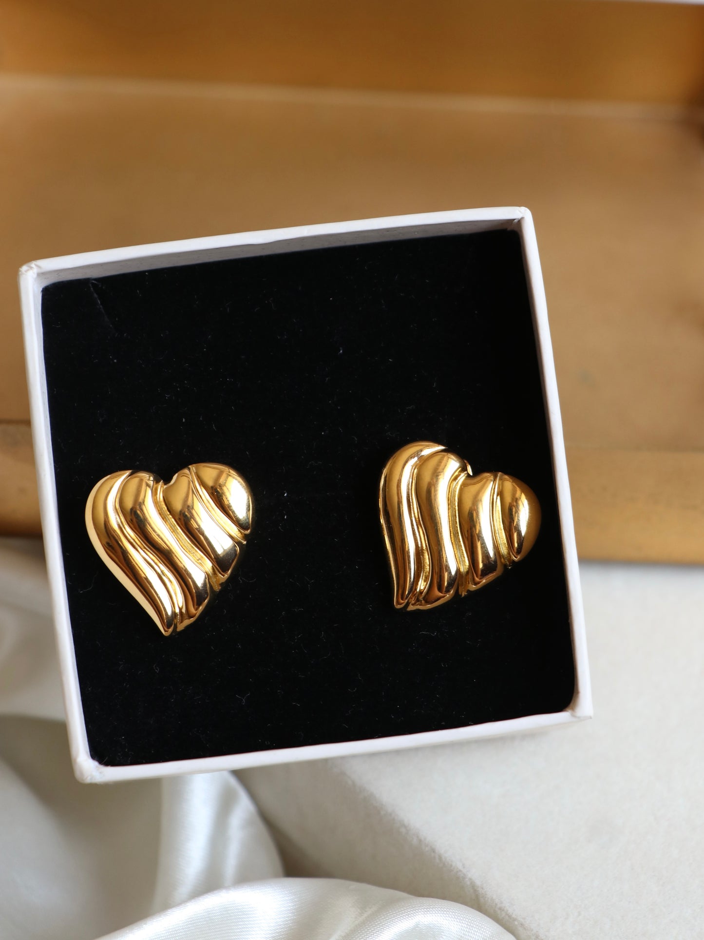 Vanilla Heart Studs