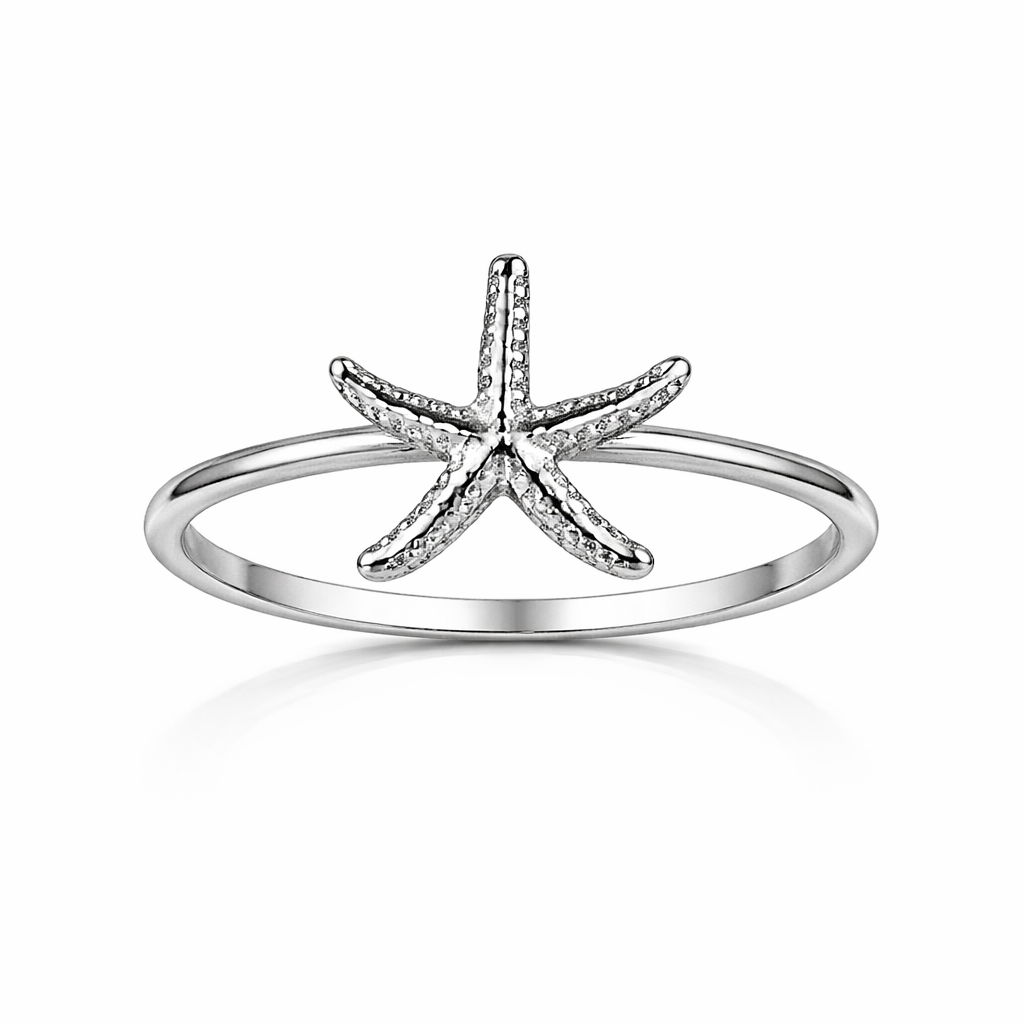 Silver Starfish Ring (Adjustable)