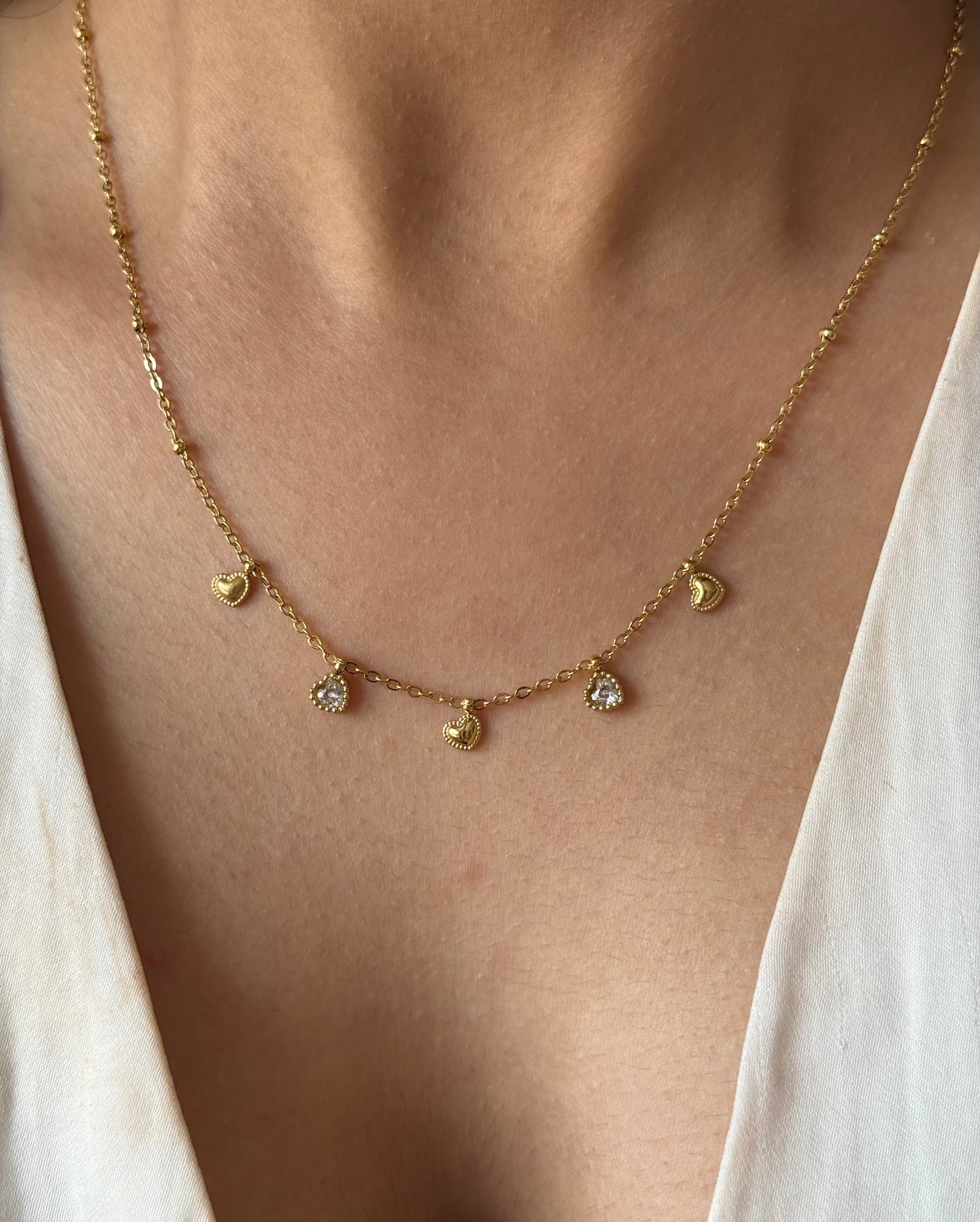 Ariana Mini Zircon Hearts Chain