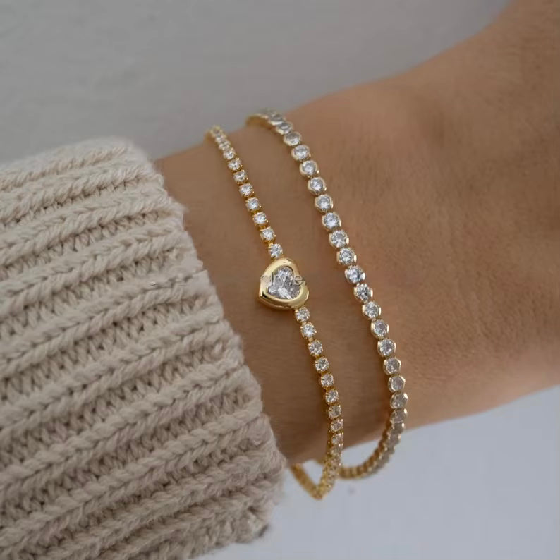 Jacqueline Dainty Zirconia Heart Bracelet