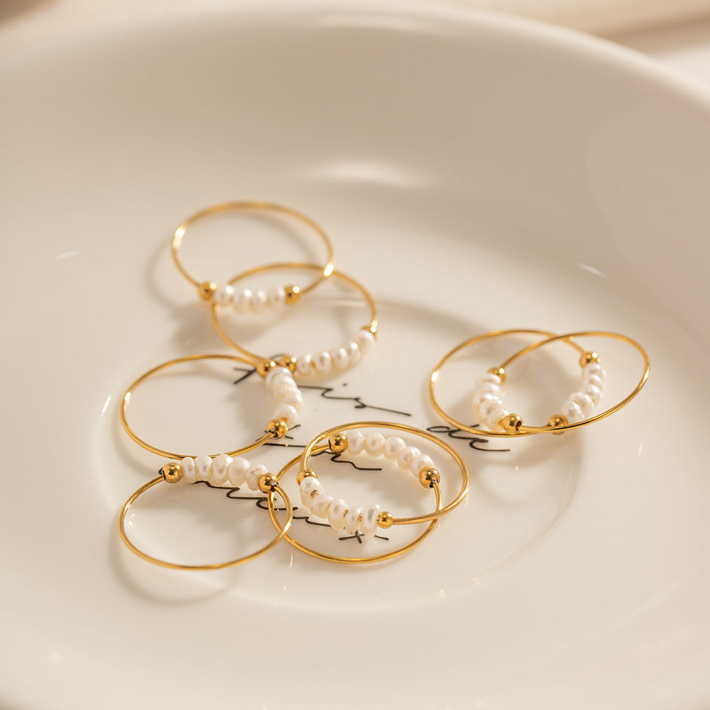 Dainty Marine Pearl Ring (Free size)
