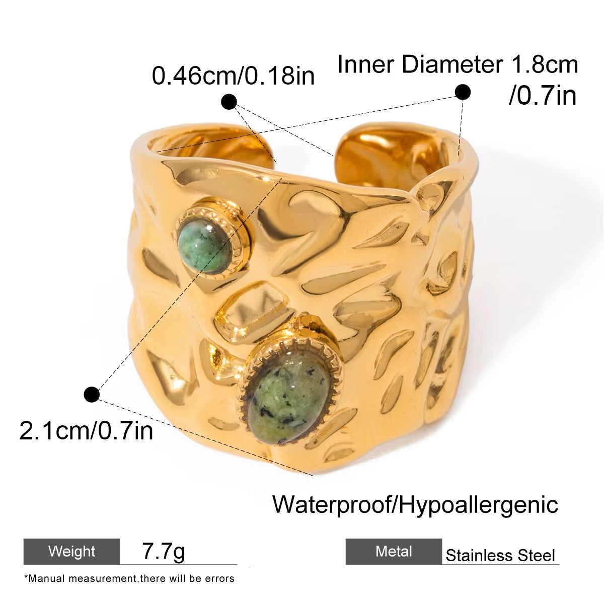 Earth Stone Hammered Ring