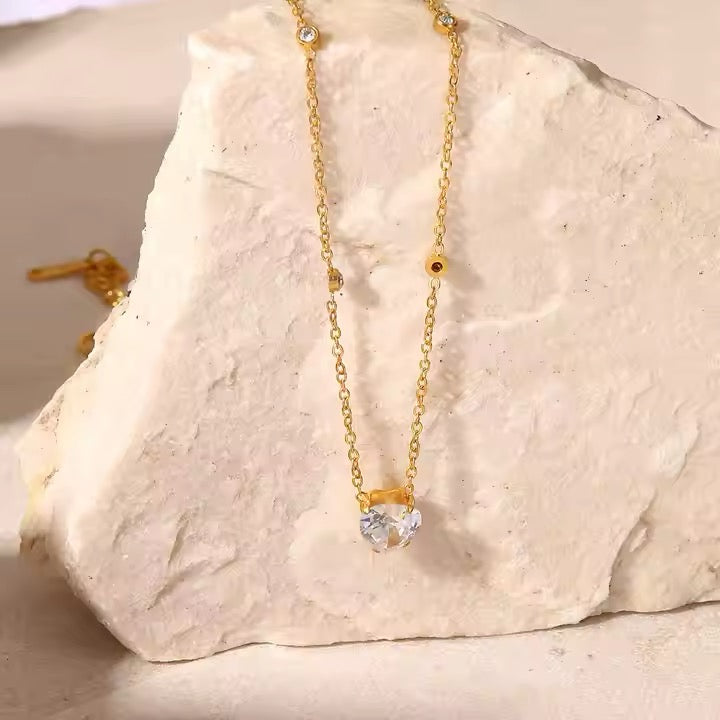 Zoe Zirconia Heart Necklace