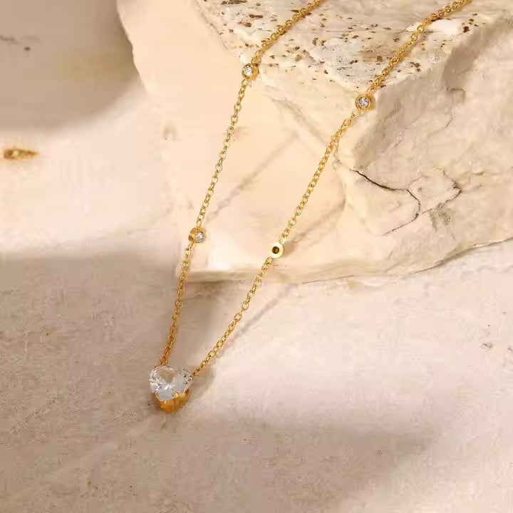 Zoe Zirconia Heart Necklace
