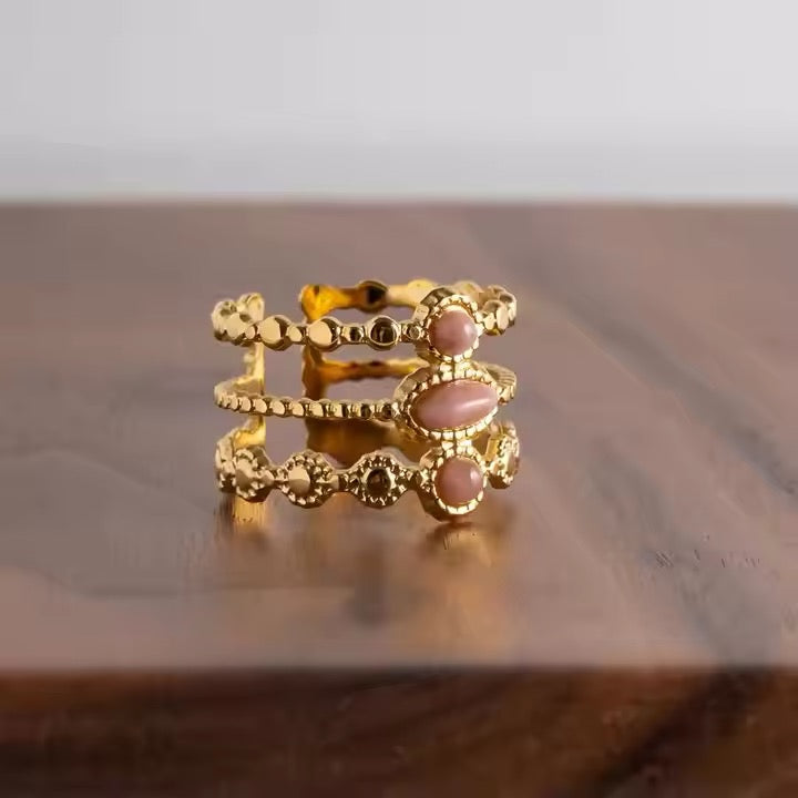 Petra Pink Stone Ring ( Adjustable)