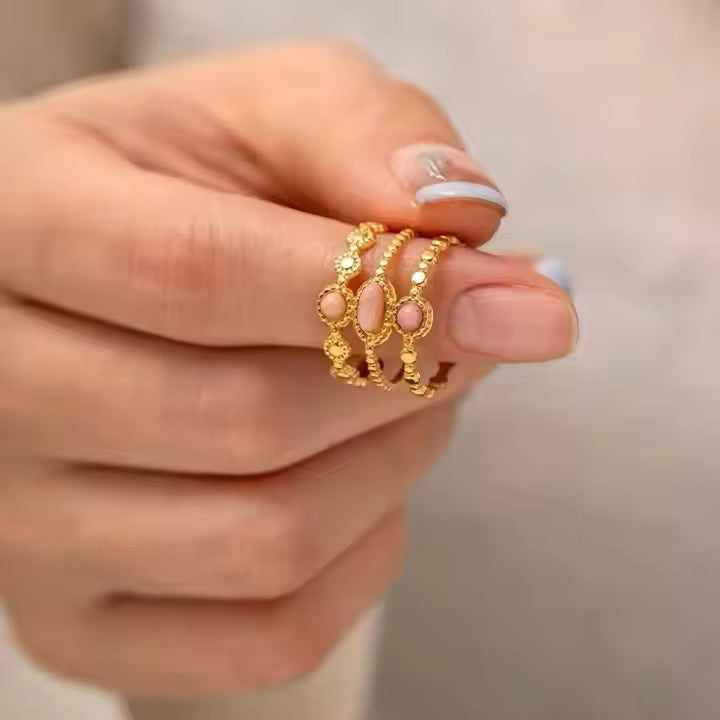 Petra Pink Stone Ring ( Adjustable)