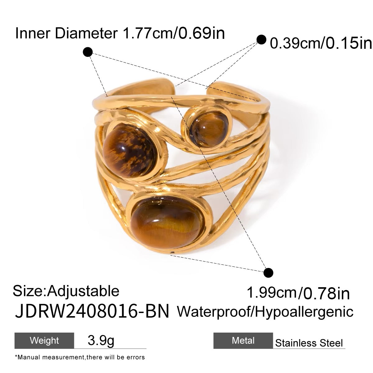 Zera Earth Stones Ring (Adjustable)