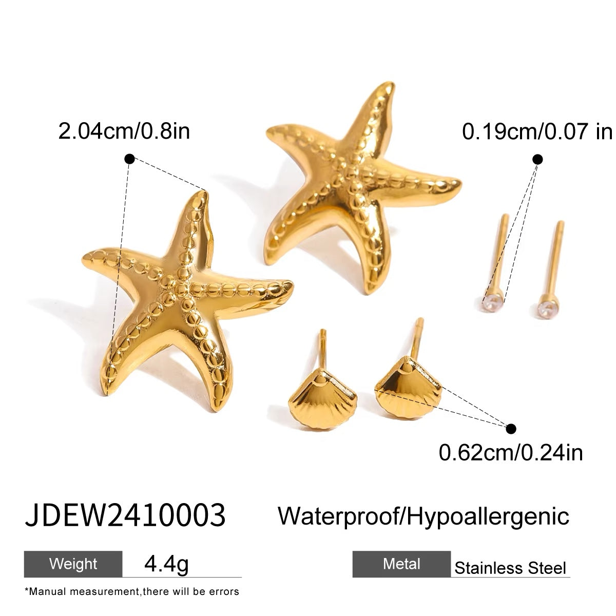 Three Piercing Ocean Studs
