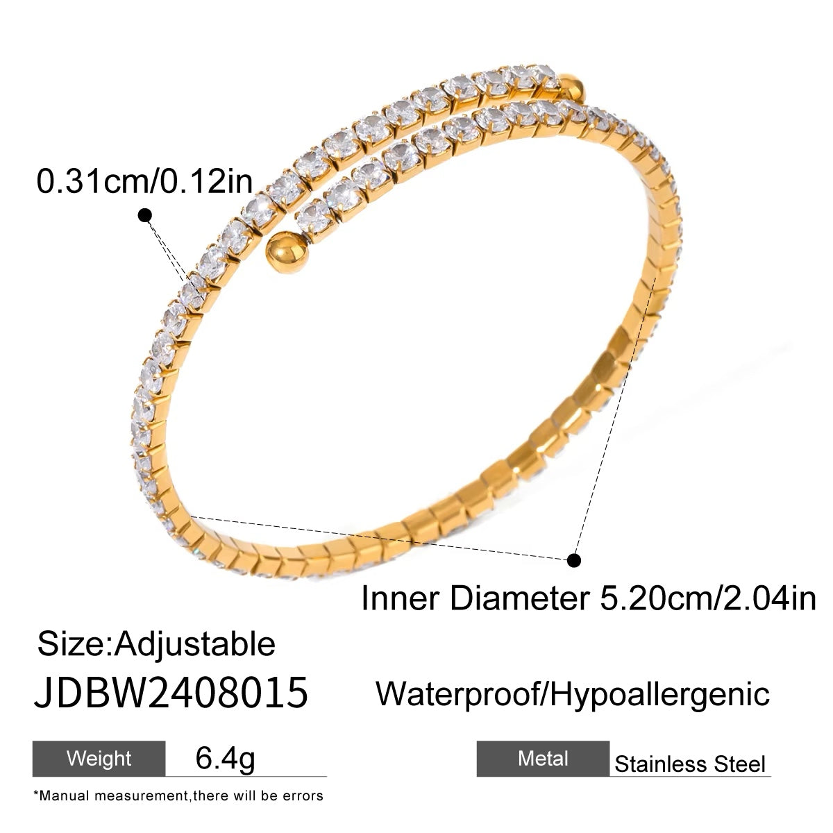 Jaqueline Zirconia Bracelet (Adjustable)