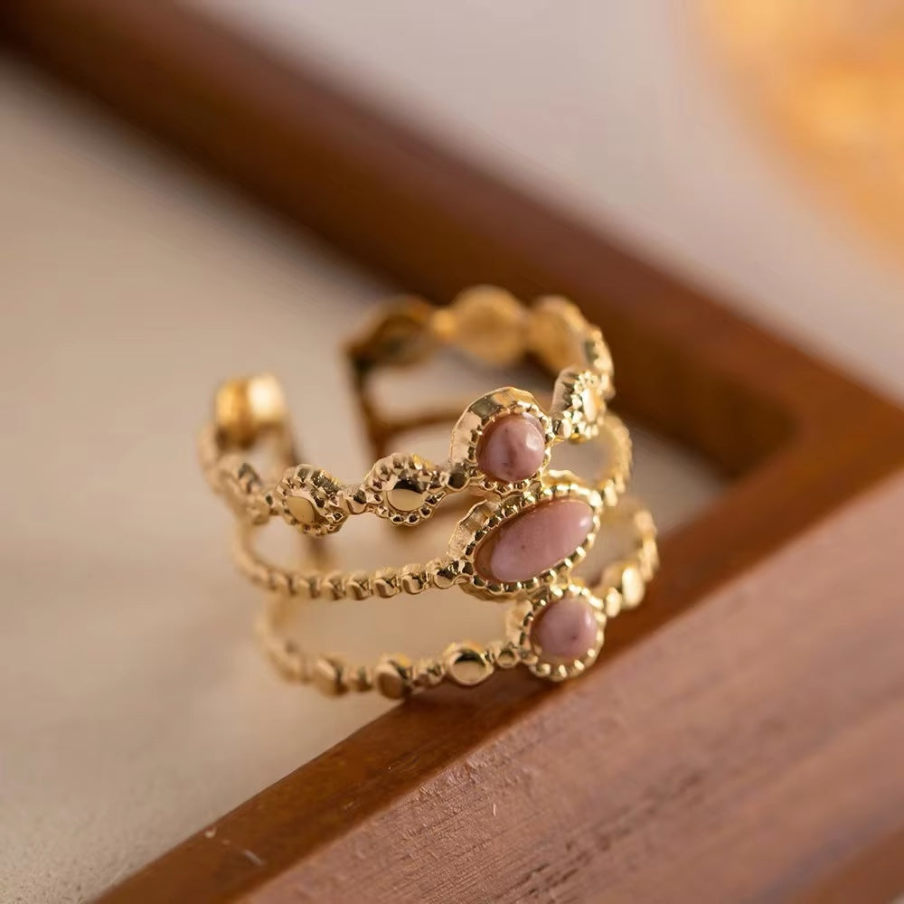 Petra Pink Stone Ring ( Adjustable)