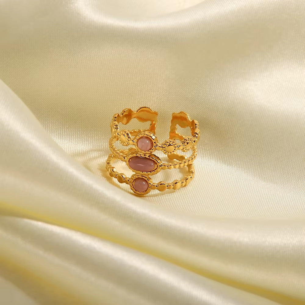 Petra Pink Stone Ring ( Adjustable)