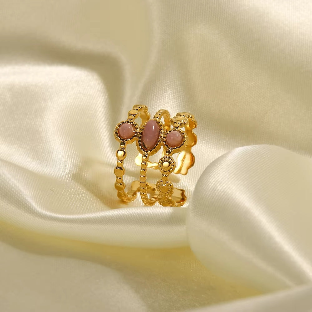 Petra Pink Stone Ring ( Adjustable)
