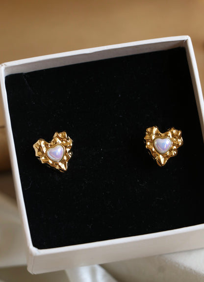Royal Pearl Heart Studs