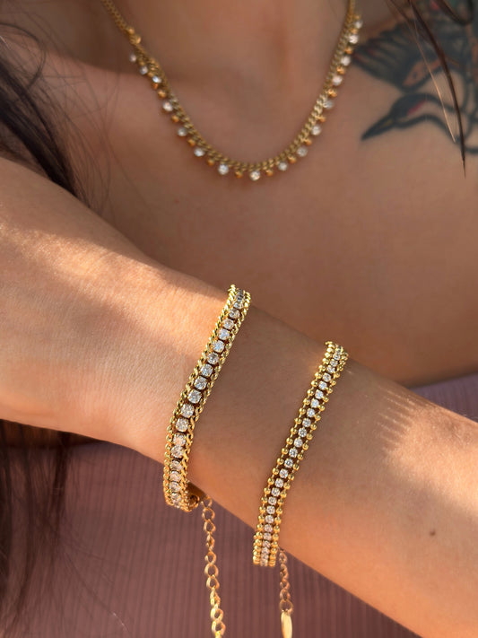 Genelia Triple Layered Zircon Bracelet