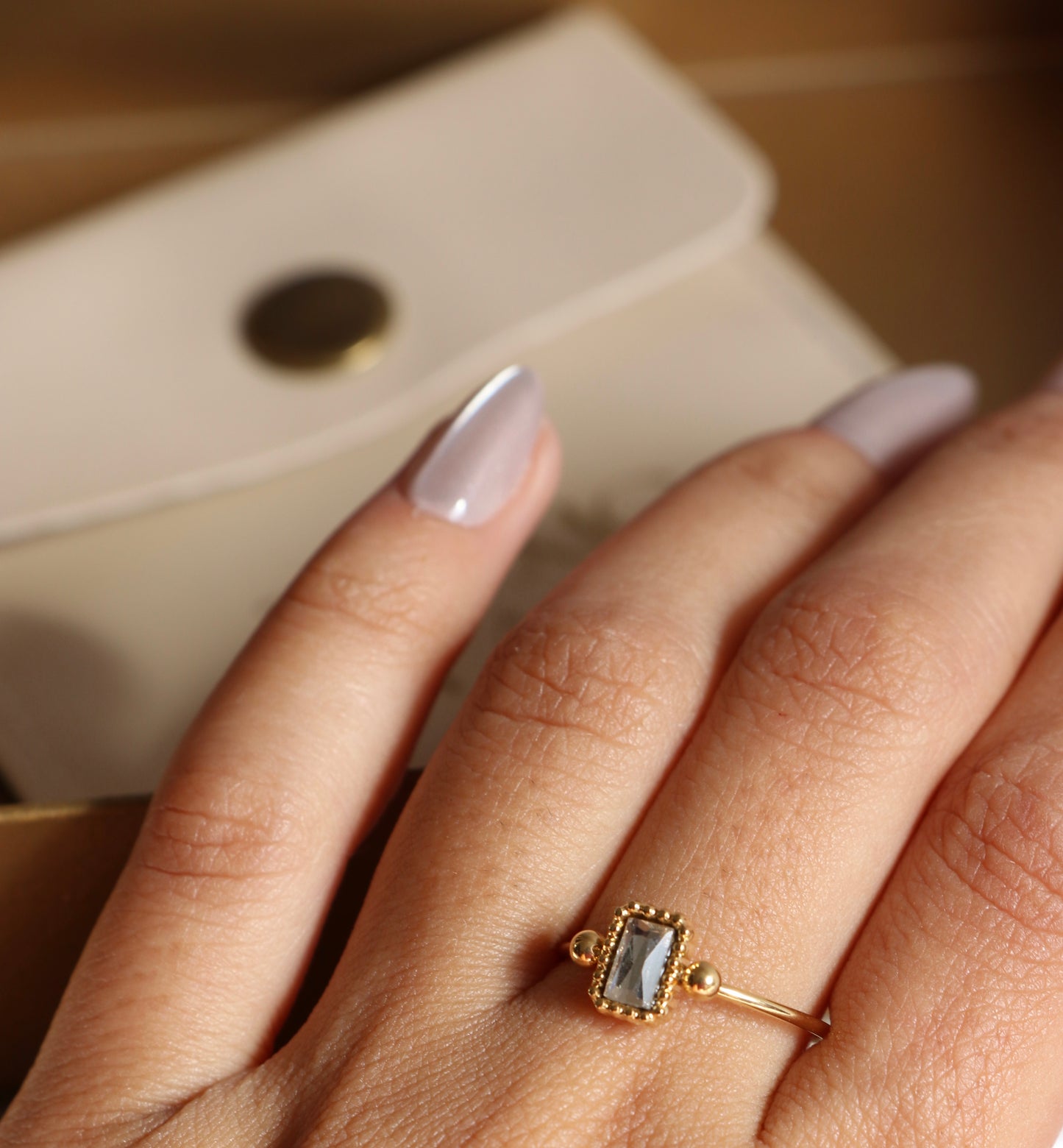 Ariana White Rhinestone Ring ( Adjustable)