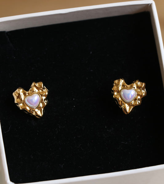Royal Pearl Heart Studs