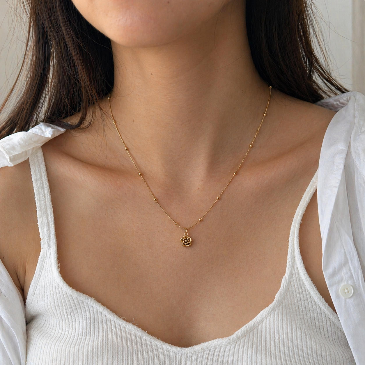 Dainty Golden Rose Necklace