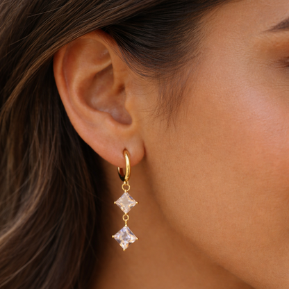 Double Princess Cut Earrings
