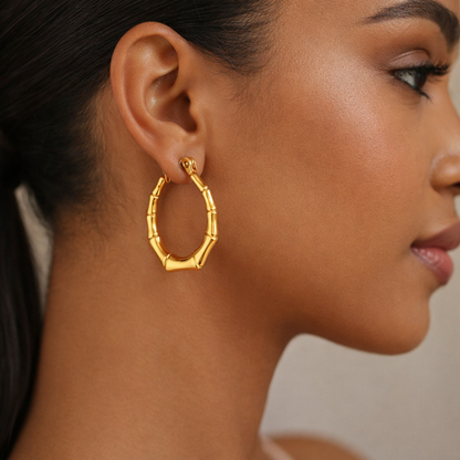 Gold Drip Bamboo Hoops