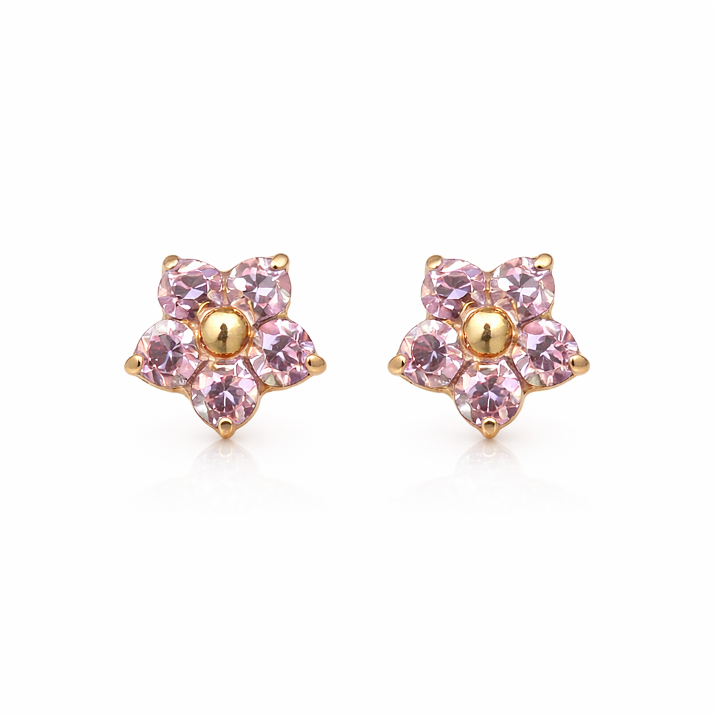 Iced Pink Daisy Studs