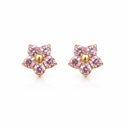 Iced Pink Daisy Studs