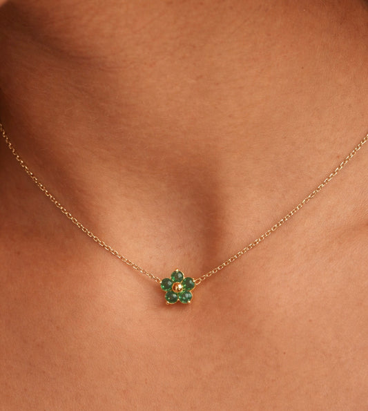 Ezra Emerald Zirconia Daisy Necklace