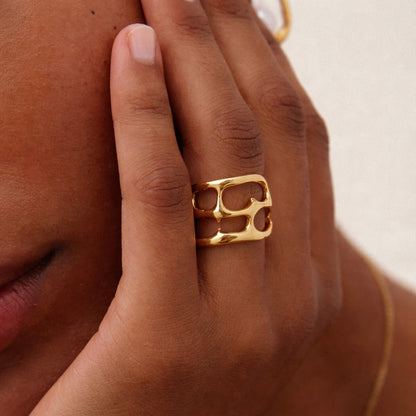 Molten Gold Abstract Ring (Adjustable)