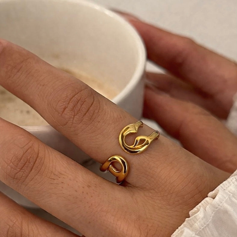 Golden Safety Pin Ring (Adjustable)