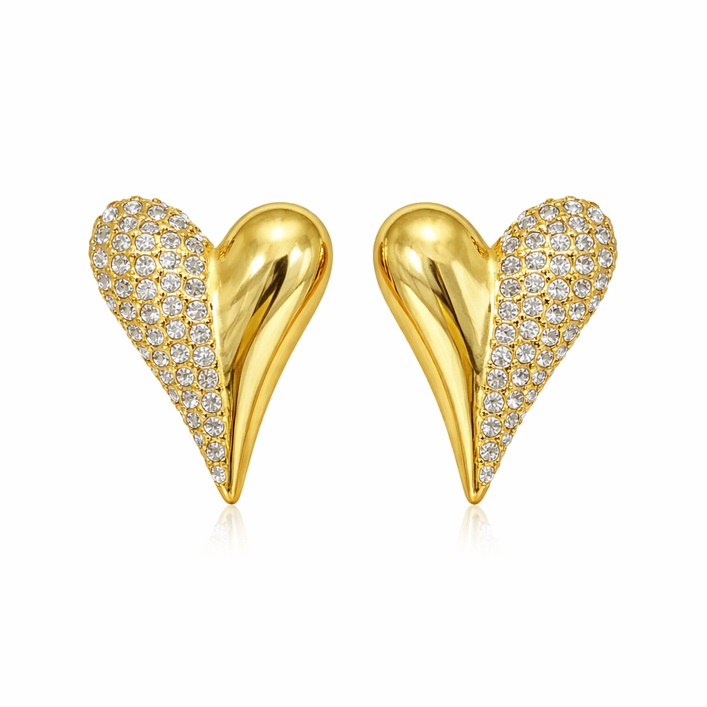 Diamond Kissed Heart Studs