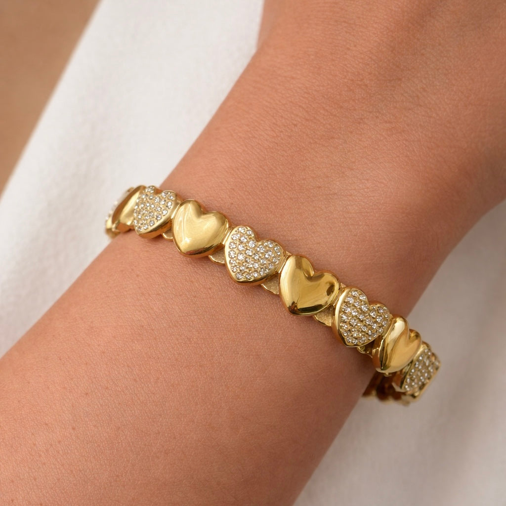 Champagne Hearts Brcelet (Large)