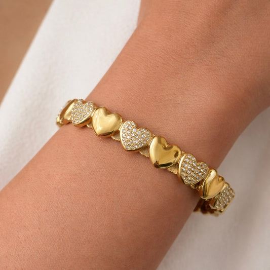 Champagne Hearts Brcelet (Large)