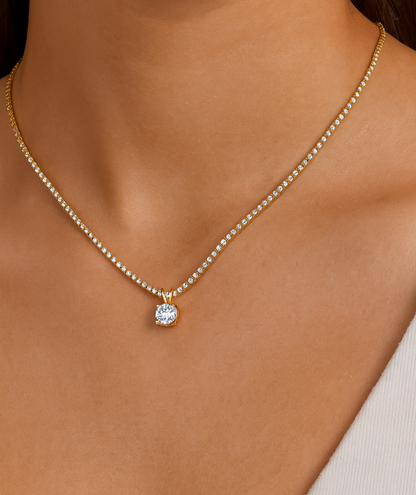 Delizia Diamond Glazed Solitaire Necklace