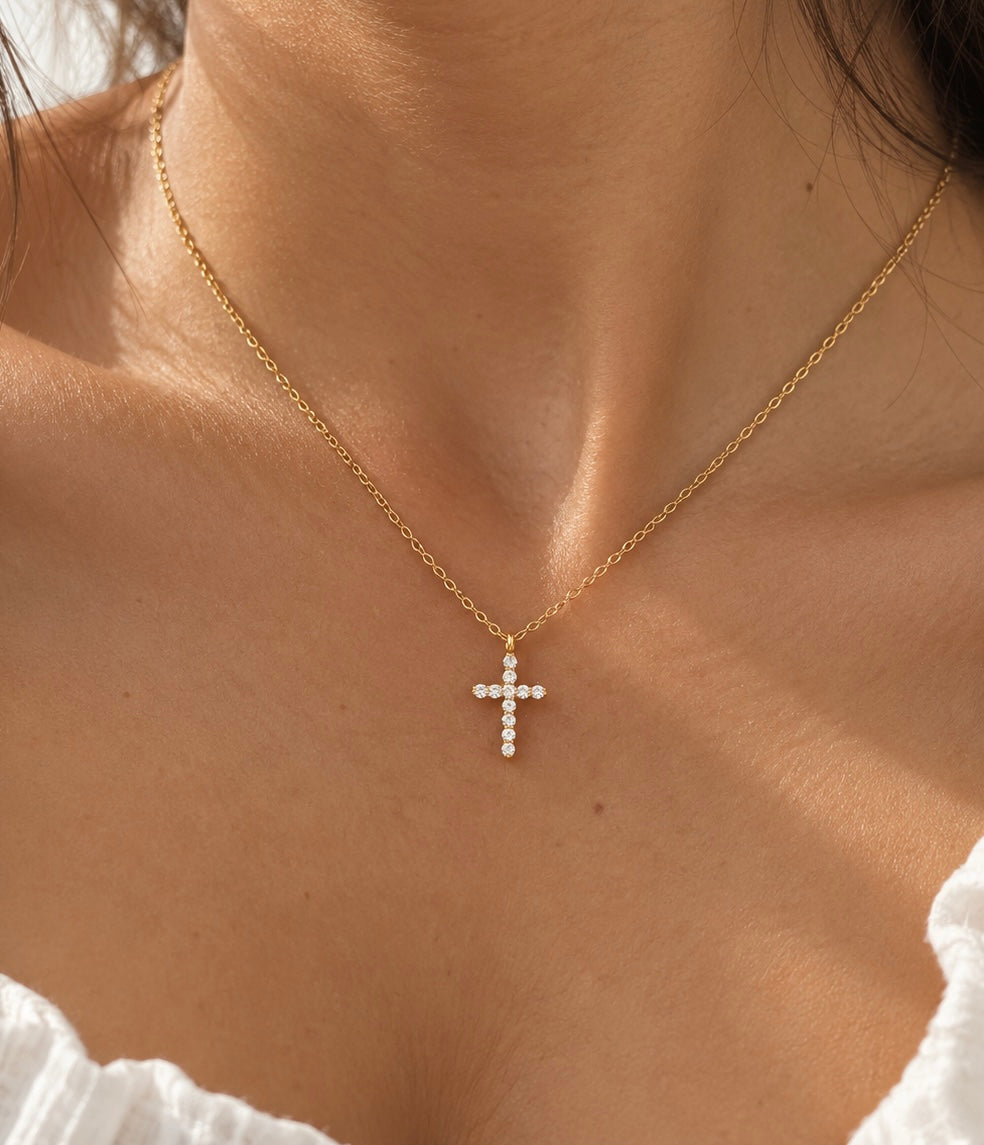 Diamond Studded Cross Necklace