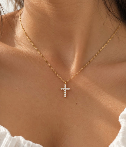 Diamond Studded Cross Necklace