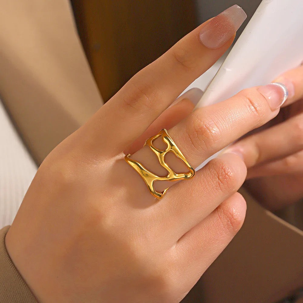 Molten Gold Abstract Ring (Adjustable)