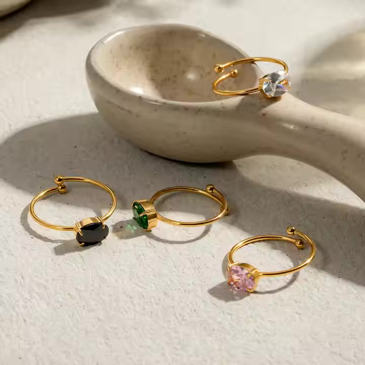 Dainty Tinted Diamond Ring (Adjustable)