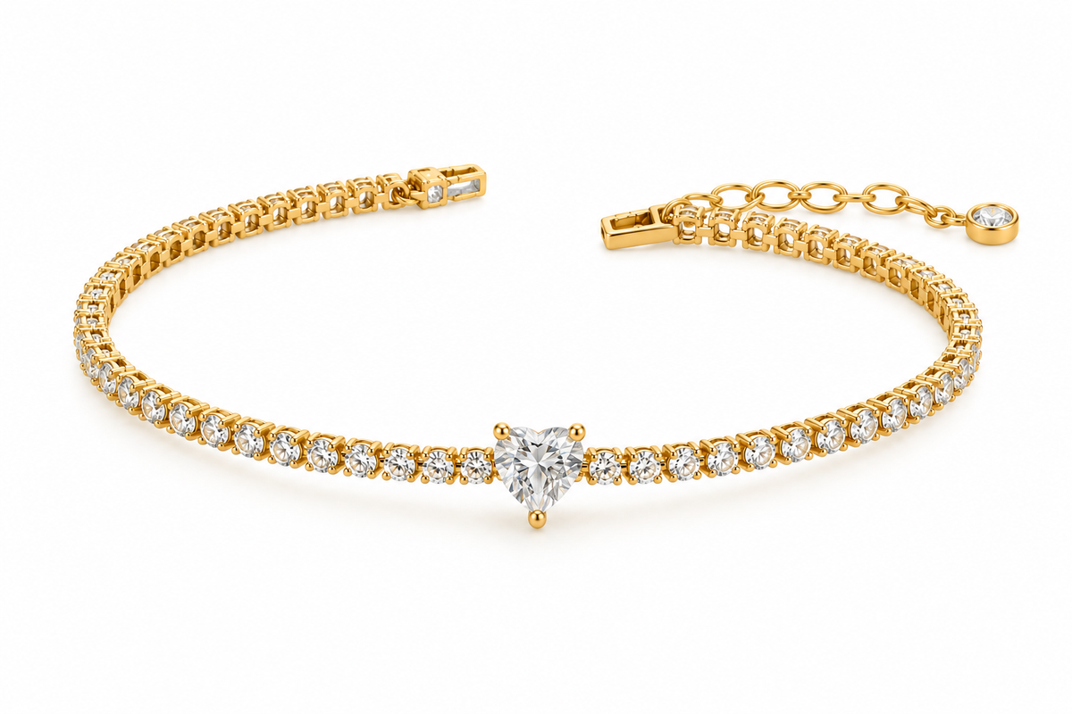 Krystal Heart Tennis Bracelet