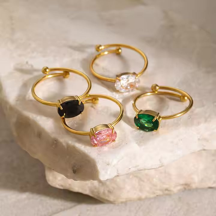 Dainty Tinted Diamond Ring (Adjustable)