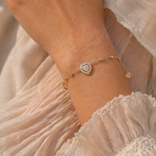 Vintage Zirconia Heart Bracelet