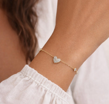 Dainty Diamond Heart Bracelet