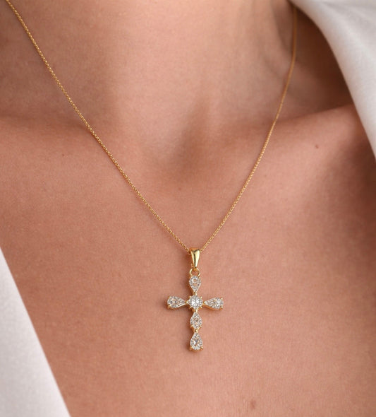 Boleyn Zirconia Cross Necklace