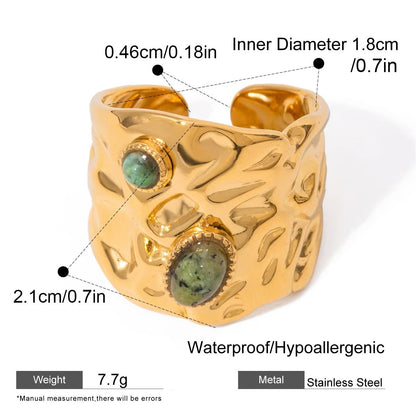Earth Stone Hammered Ring