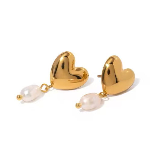 Kathrine Pearl Heart Earrings