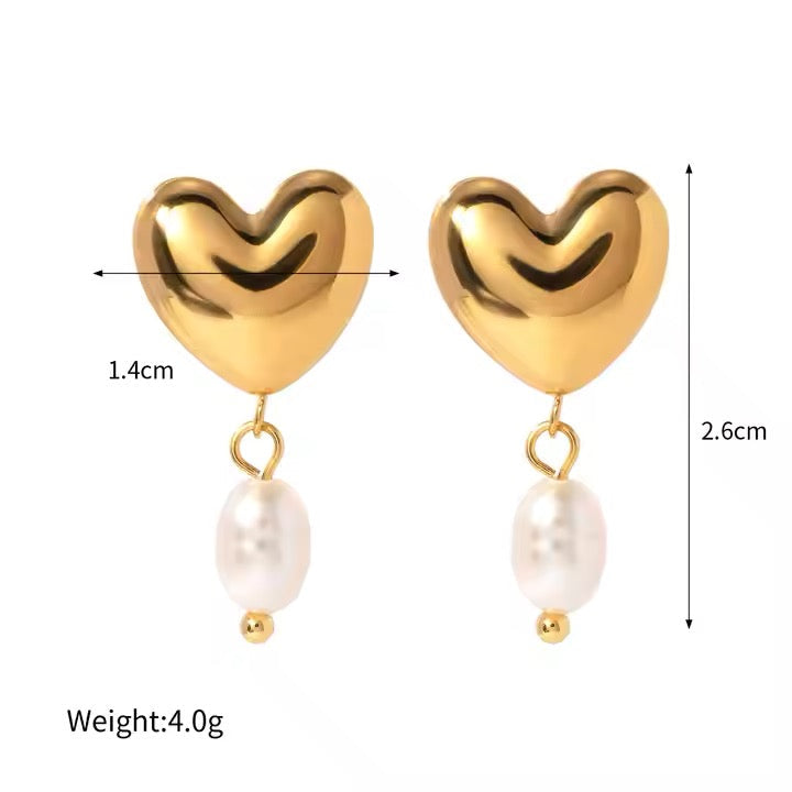 Kathrine Pearl Heart Earrings
