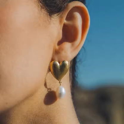Kathrine Pearl Heart Earrings