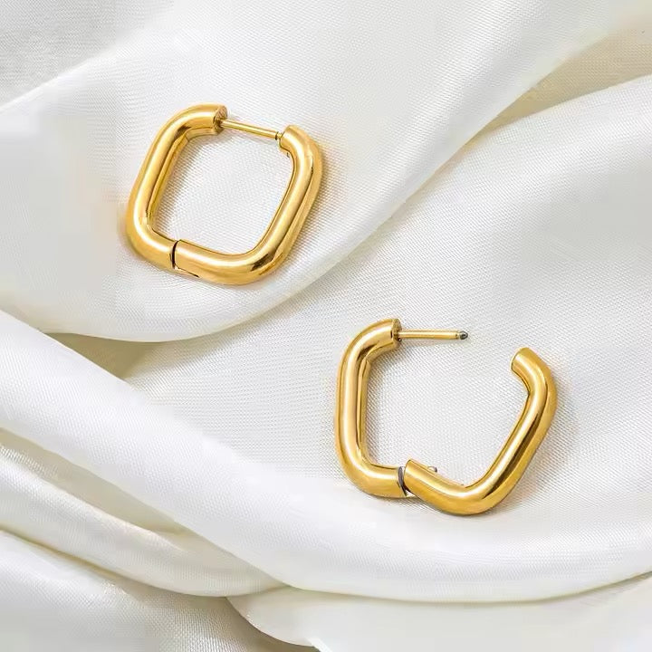 Sage Mini Square Hoops