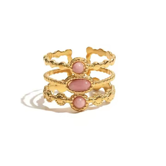 Petra Pink Stone Ring ( Adjustable)