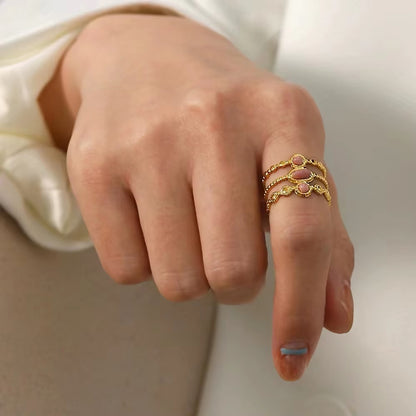 Petra Pink Stone Ring ( Adjustable)